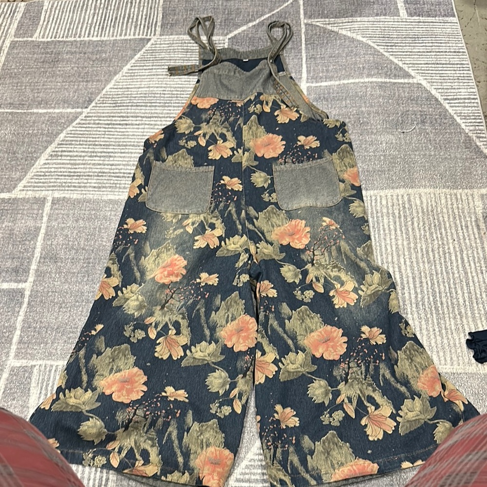 Floral Denim Overalls